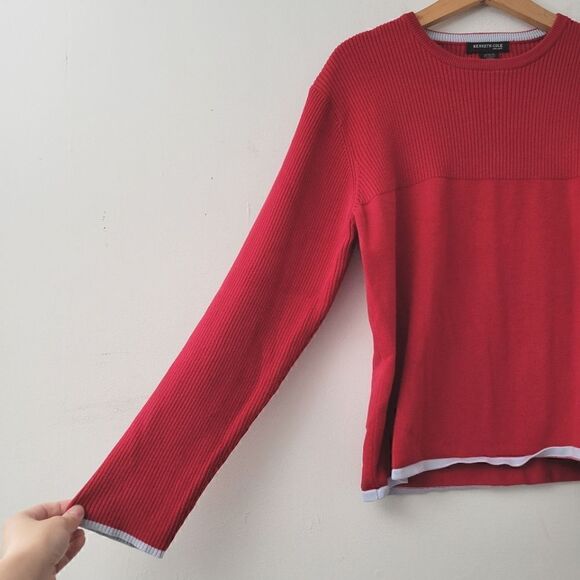 Kenneth Cole New York Red Gray Pullover Sweater M - Picture 6 of 7